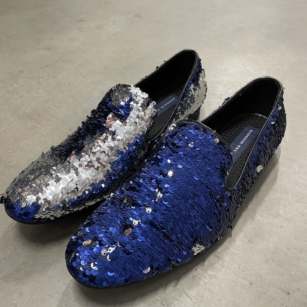 Giorgio Brutini Blue and Silver Sequined Dress Shoes